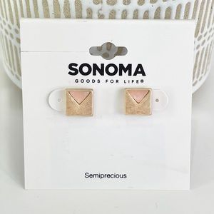NWT Sonoma gold distressed stud semi precious earrings